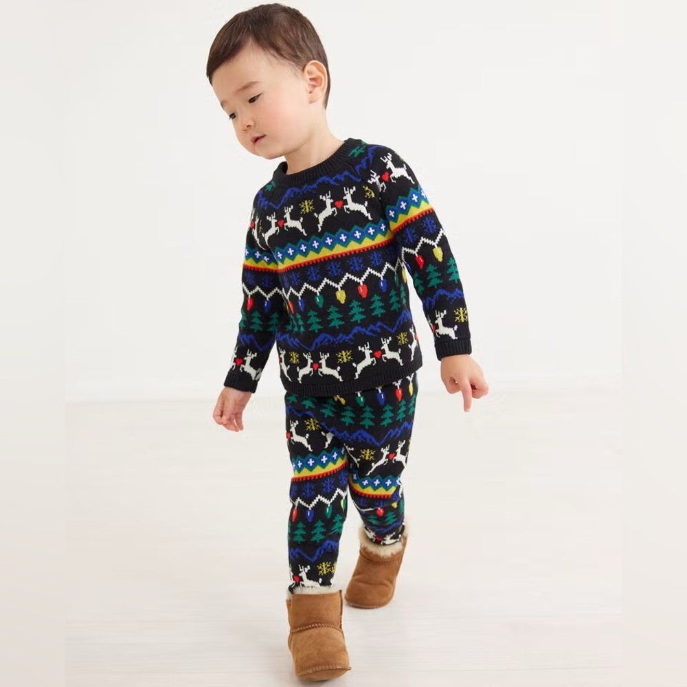Hanna Andersson Baby Holiday Sweater & Leggings Set Sz 12-18 month